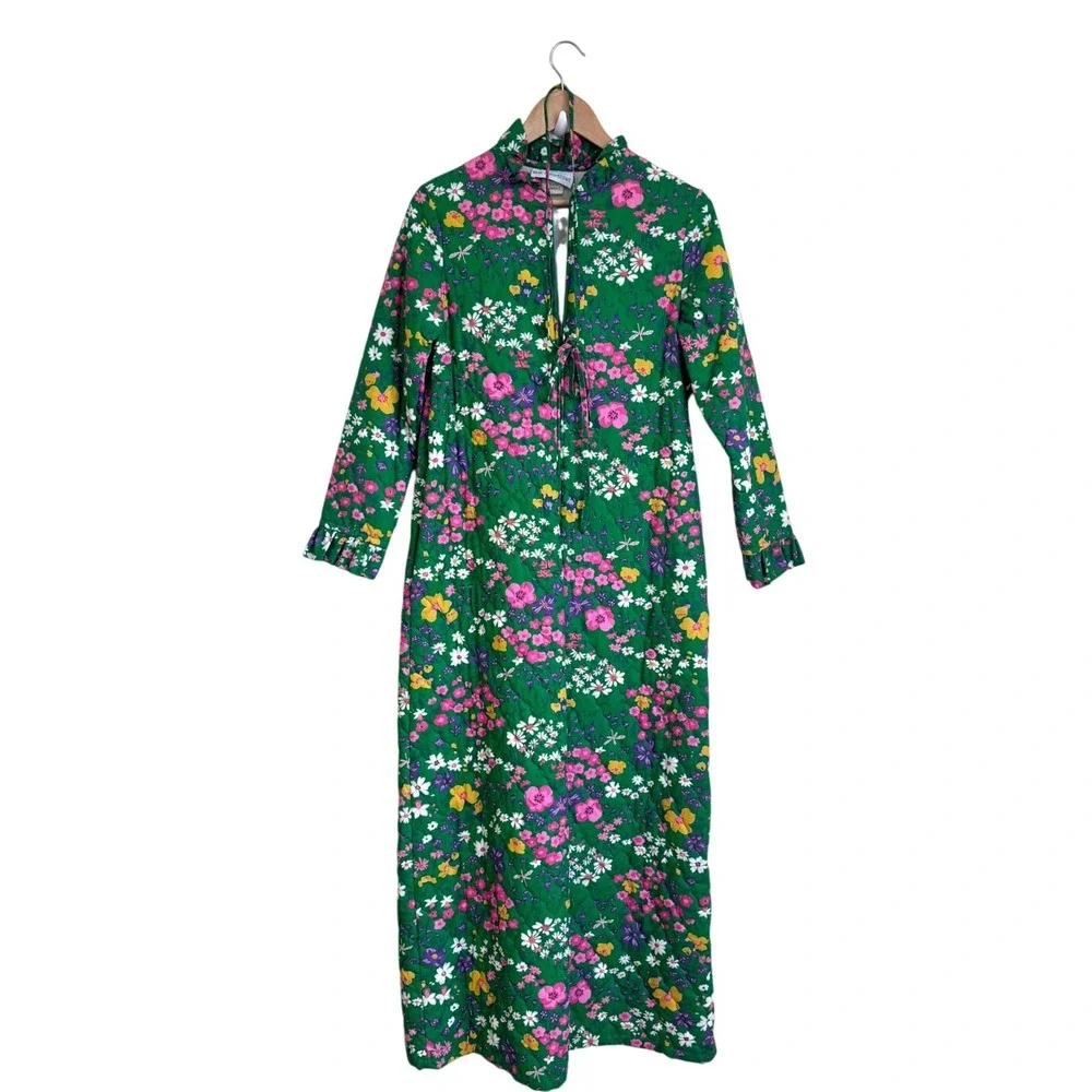 Rosemary Long New Perspective Womens Vintage Floral Quilted Kaftan MuuMuu Size S - Picture 1 of 9